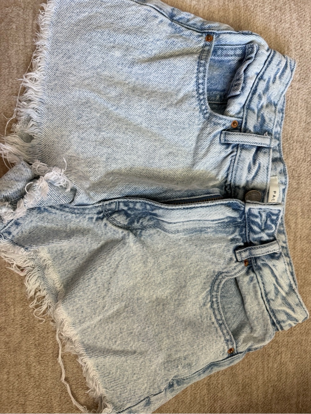 PacSun Light Blue Distressed Denim Shorts with Frayed Hem